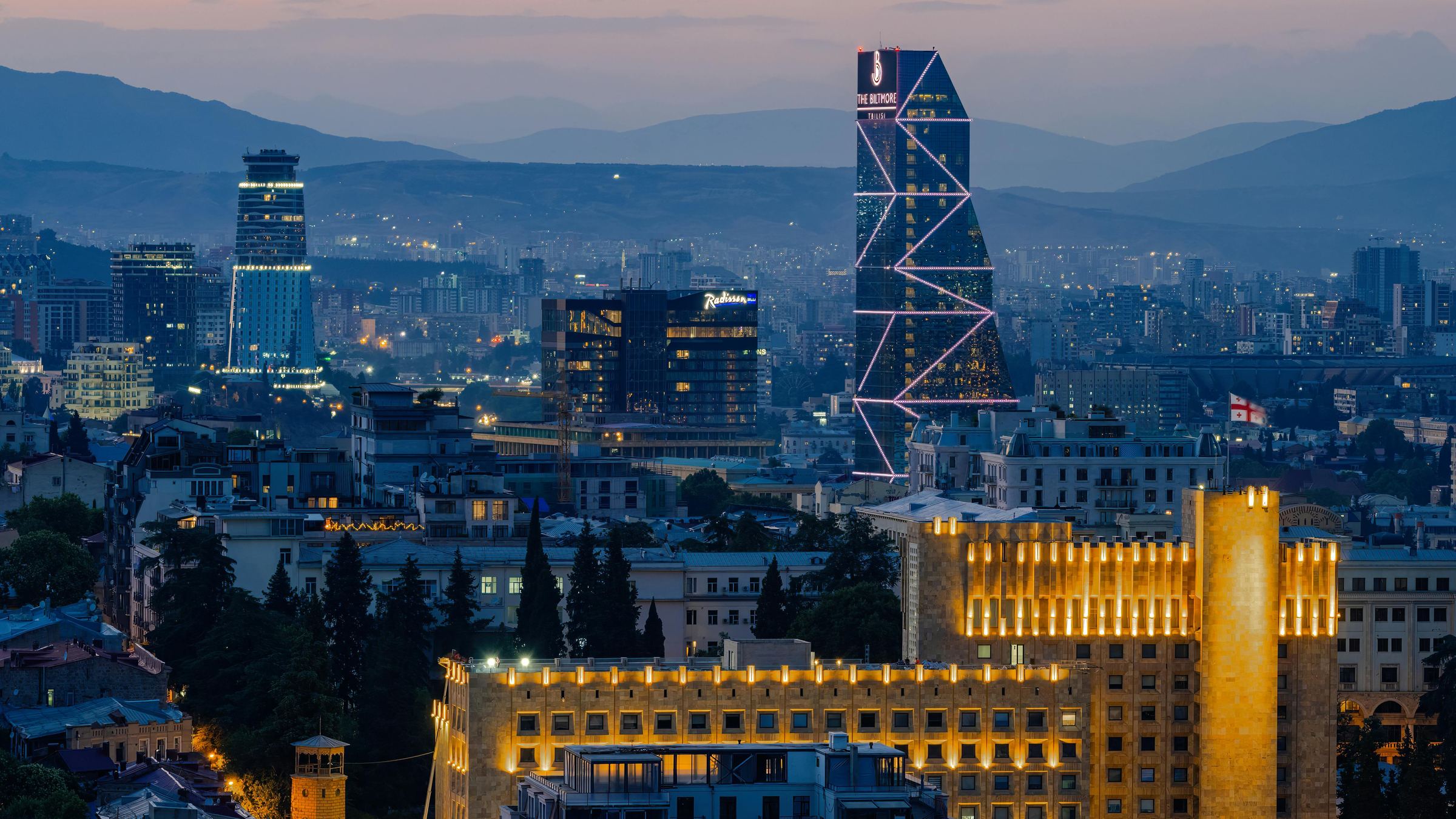 The Tbilisi skyline at dusk, Georgia